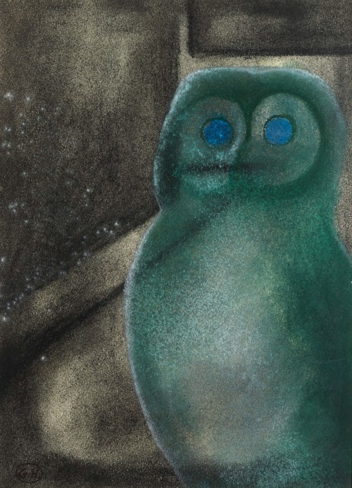 amare-habeo:Georges Hugnet (French, 1906-1974)Owl, N/DPastel and charcoal on paper