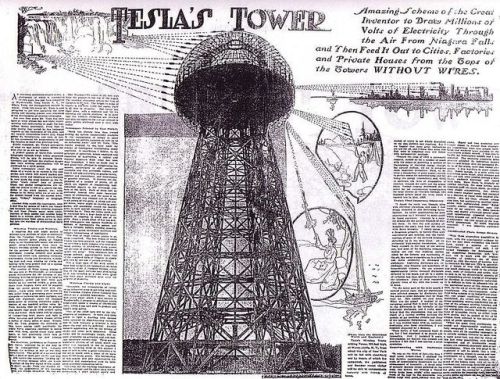 Headline from the New-York American announcing Wardenclyffe Tower, a project of Nicola Tesla’s