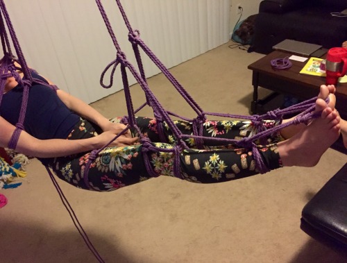 daddyslittledearest:Sorry we didn’t get amazing photos but this is what we did for suspension last night! My favorite thing is the marks that the rope leaves. Riddick had so much fun tying me and I had a ball being tied :)