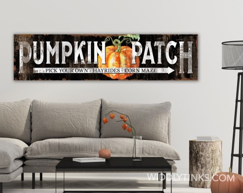 Vintage Pumpkin Patch Fall Sign Black