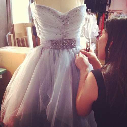 csiriano:  Crystal beading in the studio today.