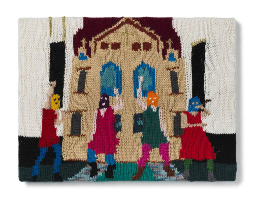 Check out these pieces in Kate Just’s knitted Feminist Fan Series. We will be featuring her work in 