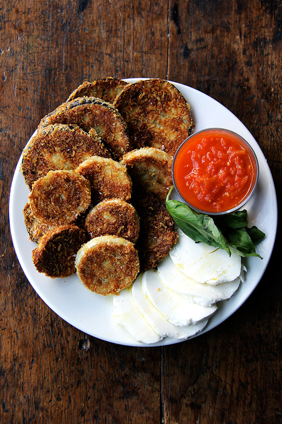 thedinnerconcierge:  Crispy Eggplant Rounds + Eggplant Parmesan @ Alexandra’s Kitchen