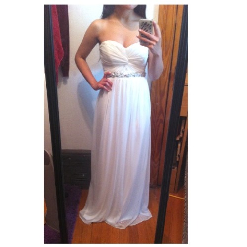 white with silver detailing, I am 5 ft tall and this dress was hemmed to fit perfectly with 5 &frac1