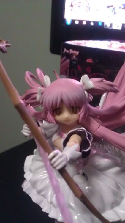 Crappy camera go!  Got my Madoka and she heavy as hell for her size. lol Only one left is Super Sonico.   Not sure which I’ll get next though.  More Kotobukiya Bishoujo figures, Gundam model kits, some Revoltech Transformers, or even  all 7