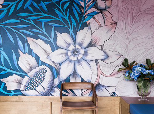 {Love the murals in this small space by UNA Studio - reminds me of William Morris patterns.} The Vic