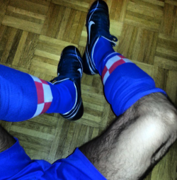 Men in rugby and footy socks