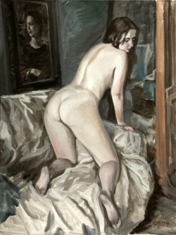 artbeautypaintings:  The model on the couch - Yuri Pancirev