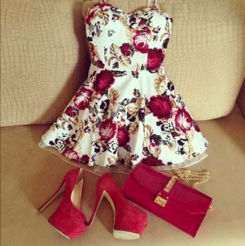 Red and white flower girl dress