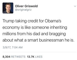 barbiesela:  Just like that  Like shut the fuck up you orange, toupee wearing bastard, you ain&rsquo;t did shit for the economy yet.