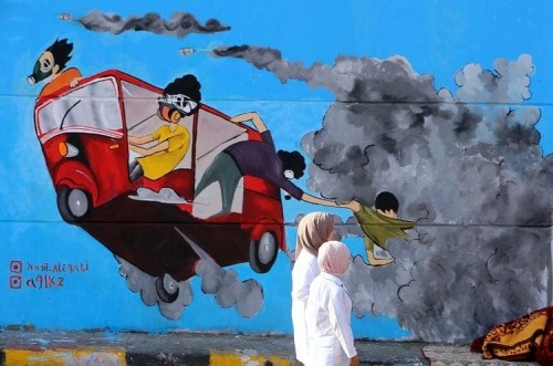 Murals celebrating Iraq&rsquo;s tuk-tuk drivers who have been helping protesters in Baghdad&rsquo;s 