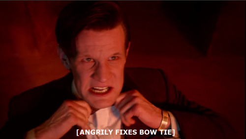 runyouclevertimelord: detectivetimelord: eleven being eleven. AGGRESSIVELY LOVES BOWTIES.