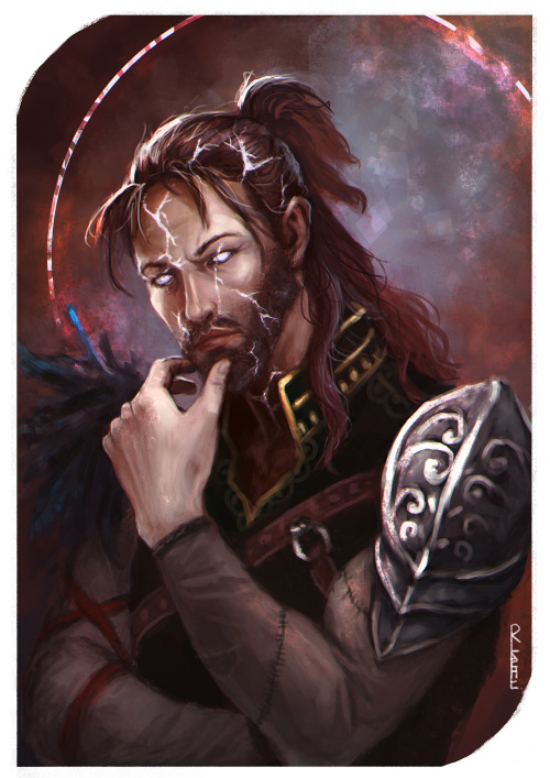 ruxandralache:  Some Anders/Justice, post Dragon Age 2. Ho ho ho.