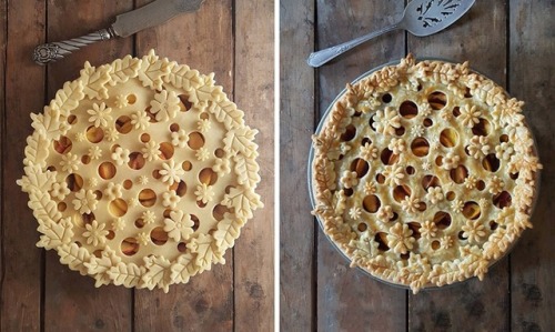 mymodernmet: Baker Shares Before and After Photos of Her Intricately Patterned Pie Crust Designs