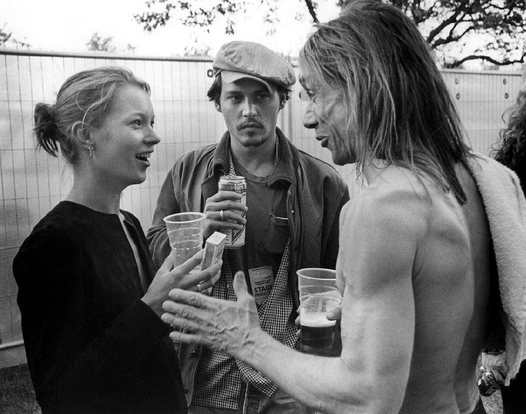 90sclubkid:Kate Moss, Johnny Depp, &amp; Iggy Pop