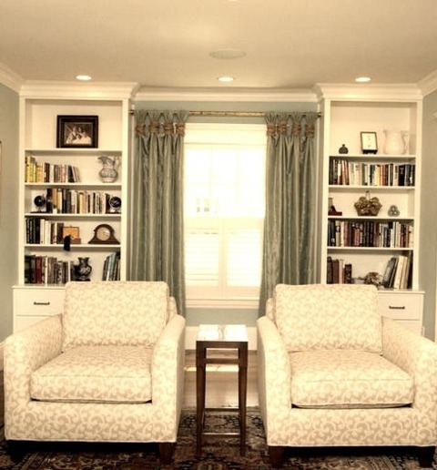 Library Living RoomLiving Room Library - Mid-sized Transitional Enclosed Medium Tone Wood Floor Living