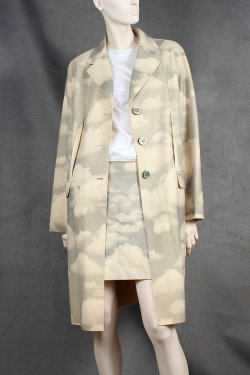 thegolddig:  Rare Moschino Cloud Print Jacket and Skirt (more information, more gold) 