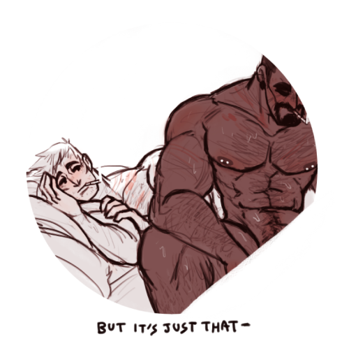 adultures:  some comics i did for reaper76 week :0left side is “how we were”, right side is “at your back”