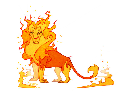 liktar-art: Pyroar, famale &amp; male.