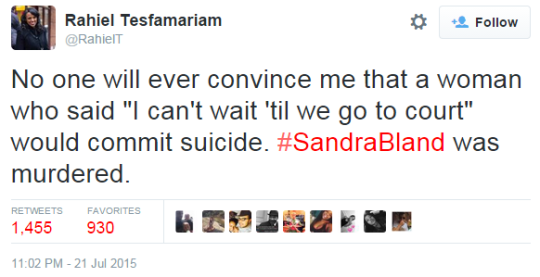 iwriteaboutfeminism:  #WhatHappenedToSandraBland?[part one]July 22, 2015