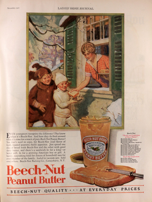 Vintage 1920′s Advert for Beech-Nut Peanut ButterNovember 1927 Ladies’ Home Journal 