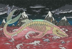 cacthigh:  Bake-Kujira is an ocean spirit from the folklore tales of Japanese fishing villages. Literally meaning “ghost whale,” these eerie creatures are the vengeful spirits of whales killed by fishing villages. The whales appear in dark ocean waters