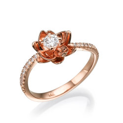 ringtorulethemall:  Flower Engagement Ring Rose Gold With Diamonds, Flower Ring, Gold Ring, Diamond Ring, Wedding Ring, Promise Ring, Cocktail Ring rings