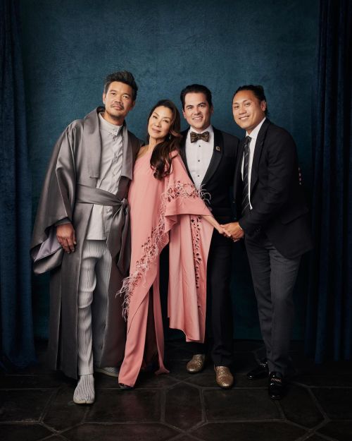 Michelle Yeoh with Destin Daniel Cretton, John M. Chu and Jonathan Wang at the Gold House Gala 2022 