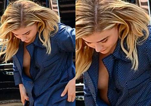 starprivate:  Chloe Moretz can sideboob  Chloe Moretz is topless boobs under those pajamas.