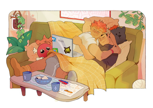 b1cr1ptic: Atsuhina commision for the dearest Quinn! Just some boys taking a day time nap on a chill