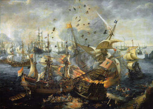 fyeah-history: The Battle of Gibraltar by Cornelis Claesz van Wieringen. Oil on canvas. Rijksmuseum,