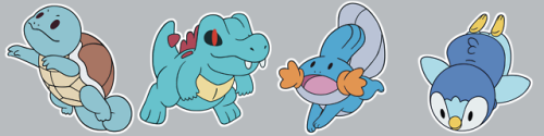 Lil Gen 1-4 ScribblesCompiled image of the water starters I’ve down already. Gonna finish the 