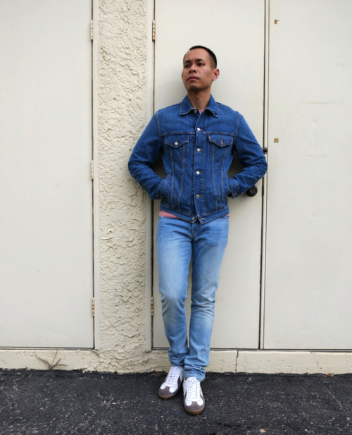 Canadian tux and German Army Trainers.