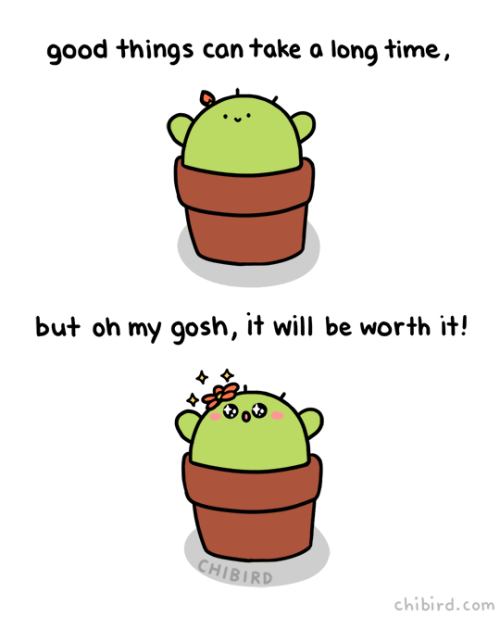 chibird:The mini cactus is so surprised and delighted that her flower is blooming! ✨ I hope this com