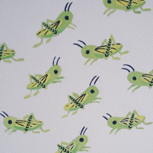 New #pattern I’m working on today…#grasshoppers! #wip #surfacedesign