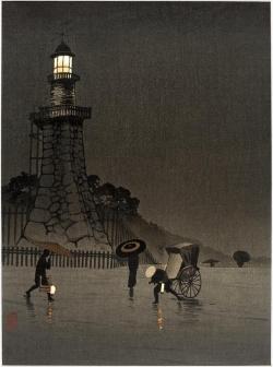 fujiwara57: aleyma: Kobayashi Kiyochika, Rainy Night at Kudan Hill, early 20th century. Kobayashi Kiyochika小林清親 (1847 - 1915). 