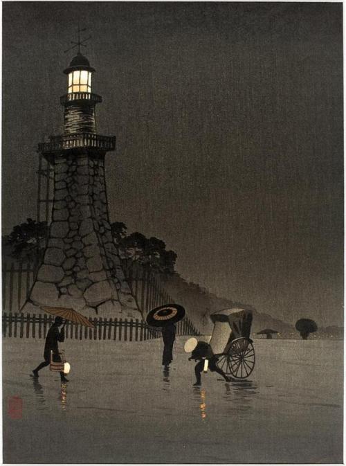 doubtsandloves: aleyma Kobayashi Kiyochika - Rainy Night at Kudan Hill, early 20th century