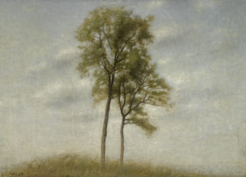 artisaword:Vilhelm Hammershøi (1864–1916)Young Oak Trees1907Oil on canvas55.5 x 77 cmPrivate collect
