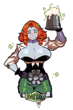 vanillycheesecake:s-purple:And here’s finished version of Bailey, our St.Patricks day Dearg Due!And her trusty vampire keg.＼(｀0´)／    