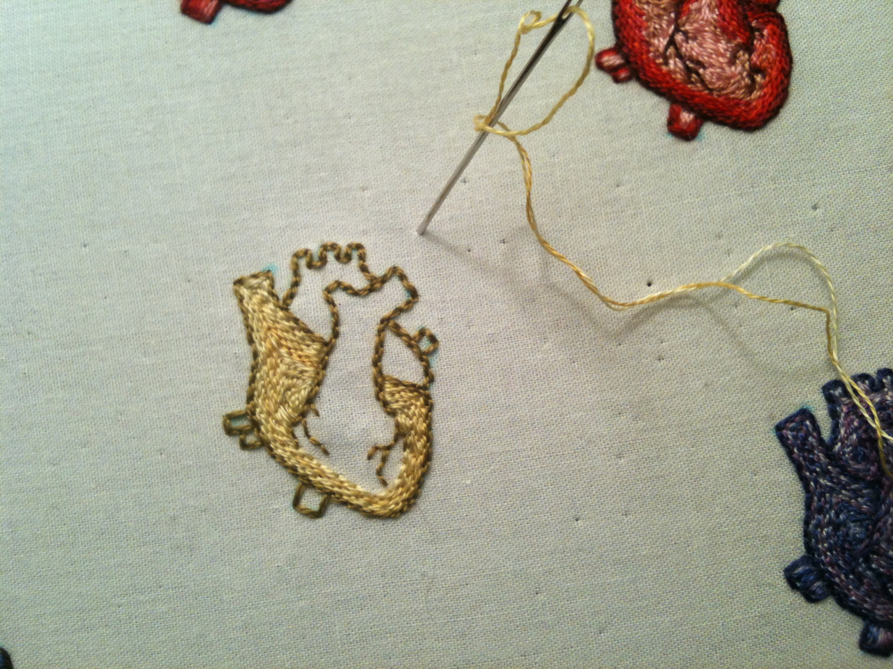 gentlybent:  ..stitching hearts until mine isn’t broken anymore.. -current project-