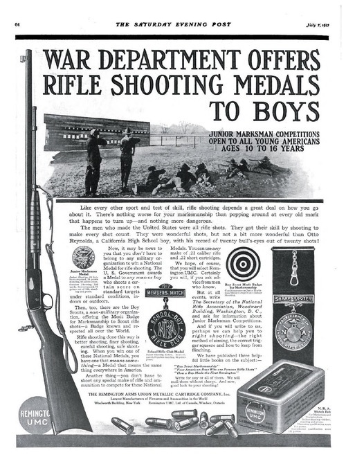 “War Department Offers Rifle Shooting Medals to Boys” Saturday Evening Post (1917)