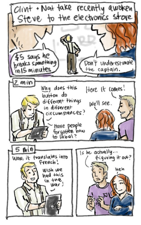 potofsoup:Because I’m tired of the “Steve sucks at modern technology” trope.  He was picking up and 
