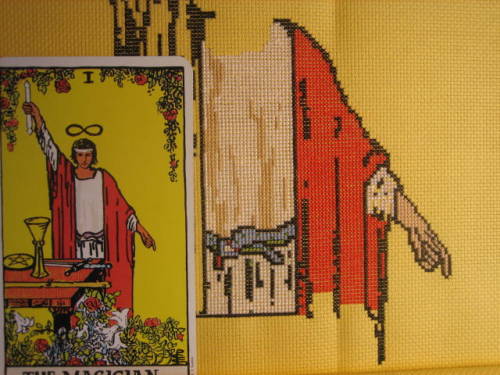 johnthestitcher:The Magician Tarot Card in 14-count Aida Cloth. Probably an ‘illegal&rsqu