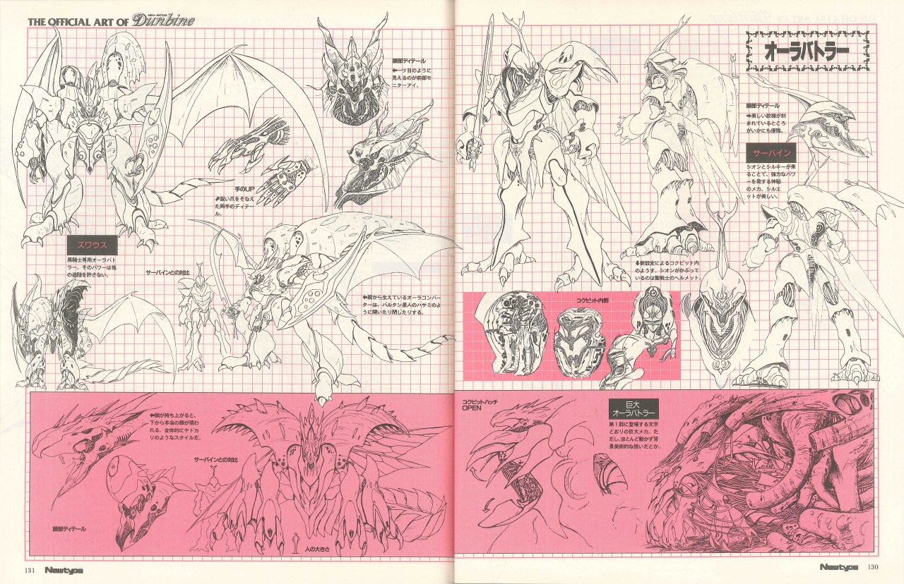 oldtypenewtype:  The Official Art of Aura Battler Dunbine OVA with line art illustrations