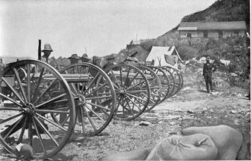 A battery of US Army gatling guns during the Spanish American War