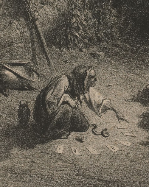 La sorcière.Estampe.État avant la lettre et avant la signature.Art by Gustave Doré.(1832-1883).Dessi