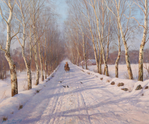 catonhottinroof: Jens Christian Bennedsen (1893 - 1967)Road in winter, Småland