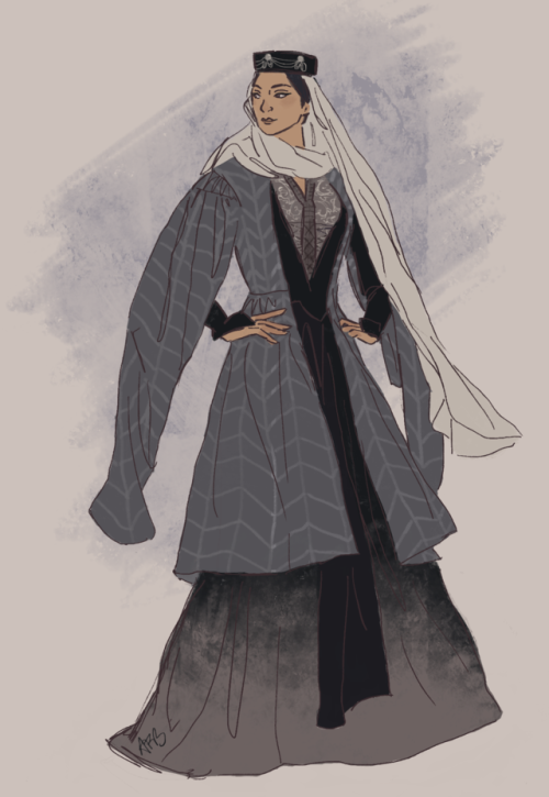flurgburgler:Messing around with some designs for Manwë and Varda. I like the idea of their outfits 