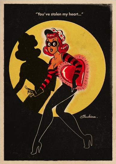 snootyfoxfashion:  Valentine’s Pinup Art Prints by SvetaShubinaGallery  x / x