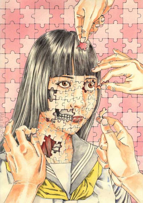 More than the sum of her parts.By Shintaro Kago in “Collapsed Face Girls 2”. Signed copi